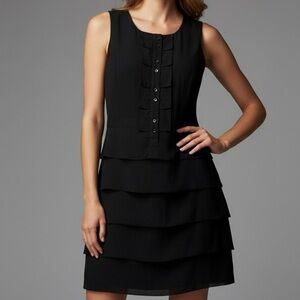 NWT GO International Black Tiered Ruffle Sleeveless Mini Dress size 5